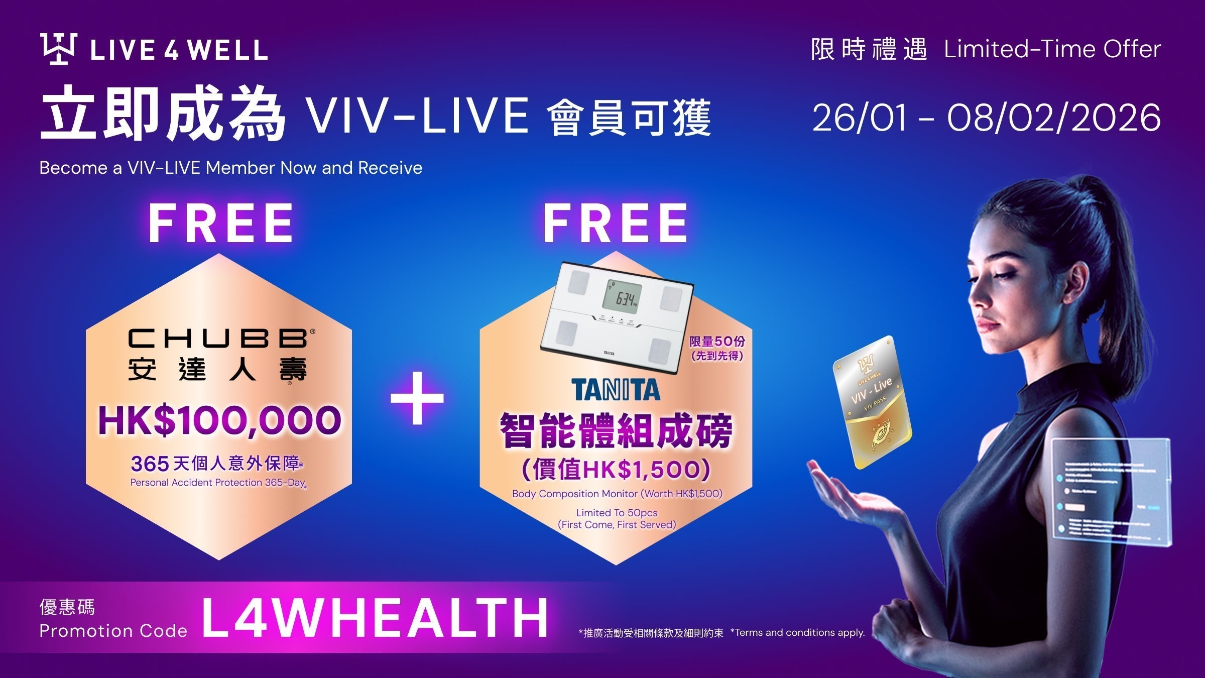 Limited-time upgrade privileges for LIVE4WELL VIV-LIVE members