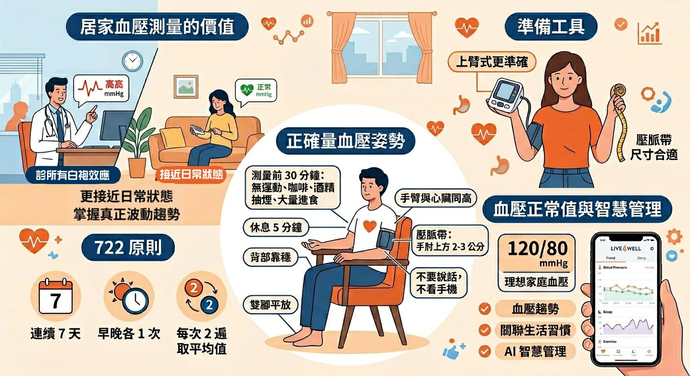 如何在家量血壓?高血壓自我監測懶人包 + LIVE4WELL AI 智慧管理