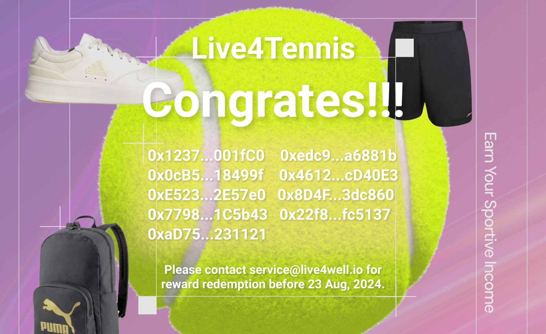 Live4Tennis Download to Win Challenge ( Aug 2024 ) Winners